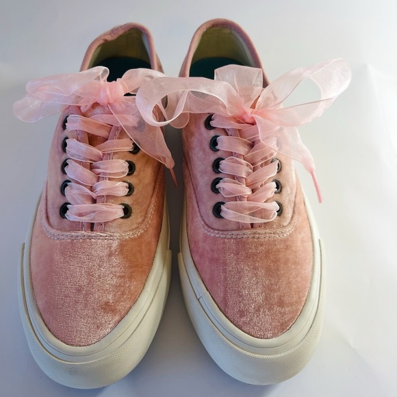 SeaVees for J.Crew Legend Sneakers Pink Velvet with Ribbon Laces LIMITED EDITION - Picture 5 of 5